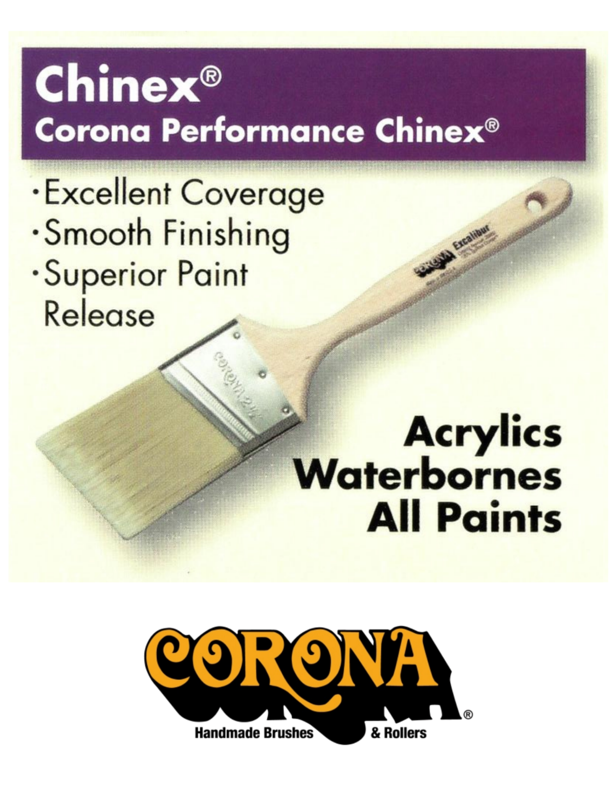 Corona - RYAN Chinex Paint Brush - Thin Handle - 2 1/2"