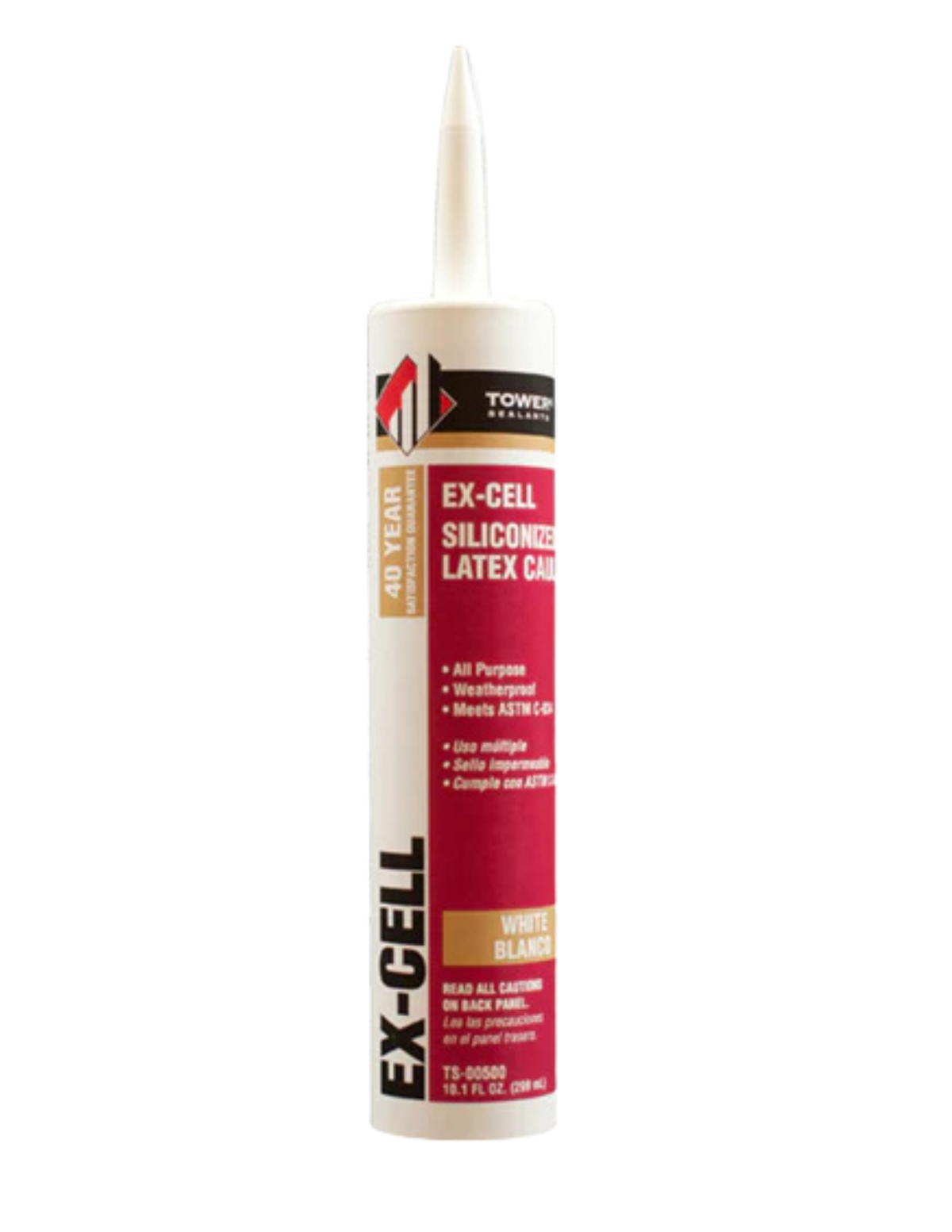 Tower Sealants EX-CELL Siliconized Acrylic Latex Caulk - 10.1oz White