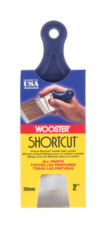 Plush Shorty 2 inch Angled Brush Ideal to use when cutting in on corners  and edges, lightweight, short handled and soft, yet firm.