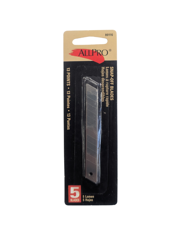 ALLPRO Snap Off Knife BLADES - 13 Point - 5pk