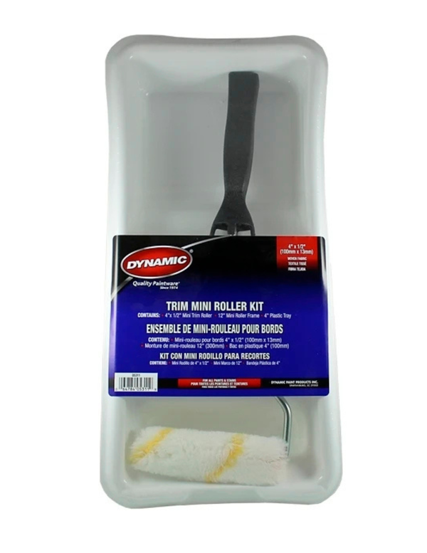 Dynamic Roller Kit - Mini Roller Tray - 4"in x 3/8"nap - Yellow Stripe