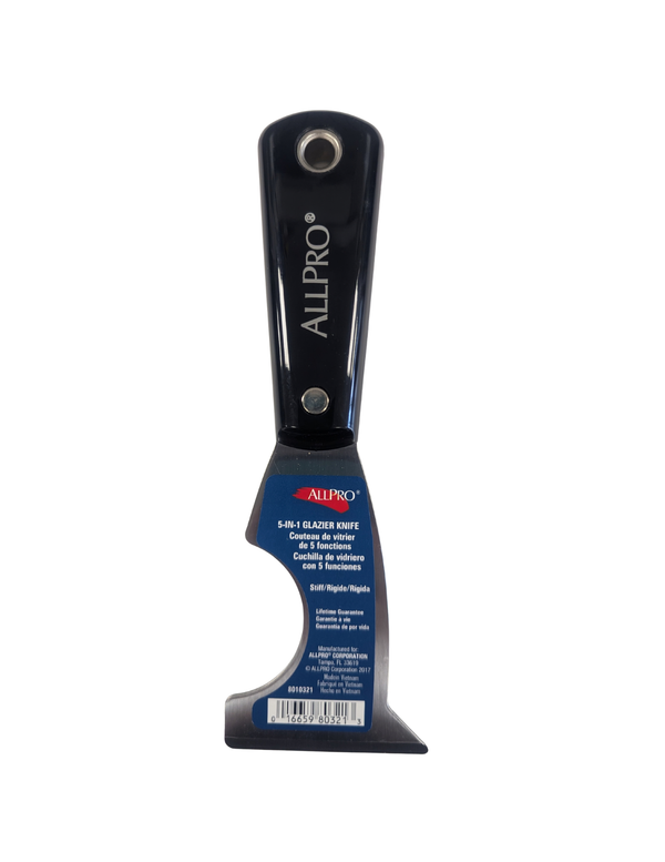 ALLPRO Glazier Knife 5 in 1 - Hard Plastic Handle