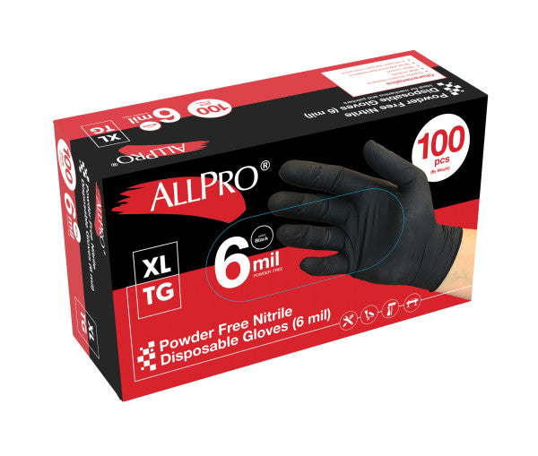 Black Nitrile Disposable 6mil Gloves 100PK