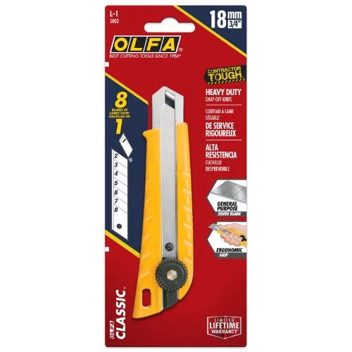 OLFA L-1 Knife - 18mm 8Pt Classic ergonomic grip