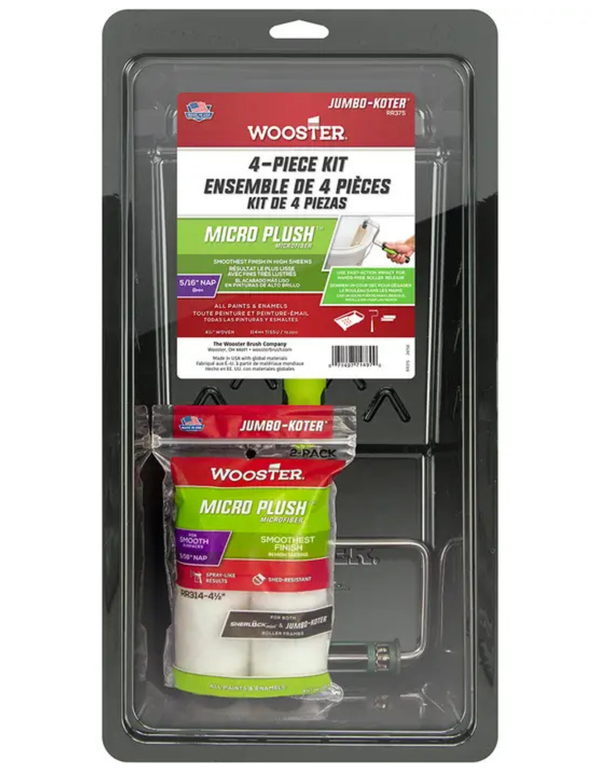 Wooster Jumbo-Koter 4.5"- Micro Plush 4-Piece Mini Roller Kit - 5/16" nap