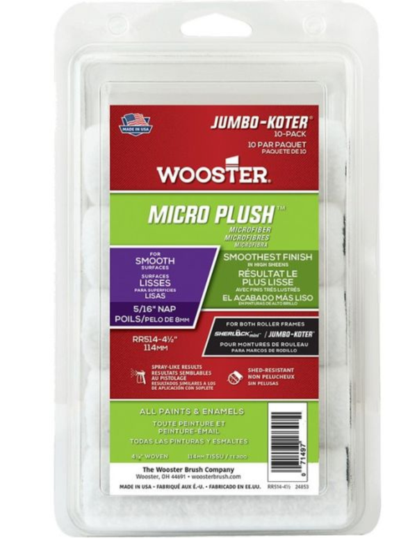 Wooster Jumbo-Koter 4.5"- Micro Plush Microfiber 5/16"nap - 10 Pack