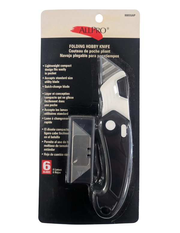 ALLPRO Utility Knife - Light Weight Hobby Knife - w/6 blades