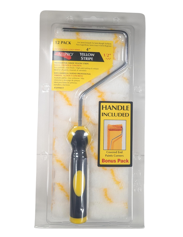 Allpro 4" Yellow Stripe 1/2" nap (12pk)