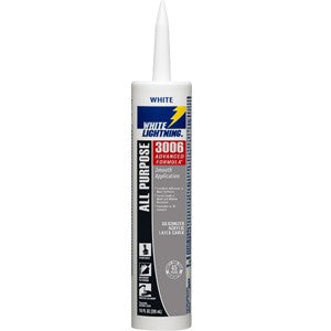 White Lightning 30060 10 oz. White 3006 Plastic Cart Original Formula Caulk