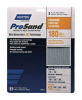 Norton ProSand 11 in. L x 9 in. W 180 Grit Aluminum Oxide Sandpaper 3 pk