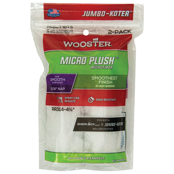 Wooster  Jumbo-Koter Micro Plush Woven 4-1/2 in. W x 5/16 in. Paint Roller Cover 2 pk