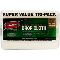 Merit Pro 379 9 x 12 ft. 1 mil. Dynamic Clear Rolled Drop Cloth, 3 Pack